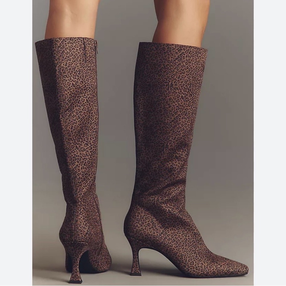 NEW! Jeffrey Campbell Checkmate Cheetah Tall Black Brown Boots size 7.5 reg $210